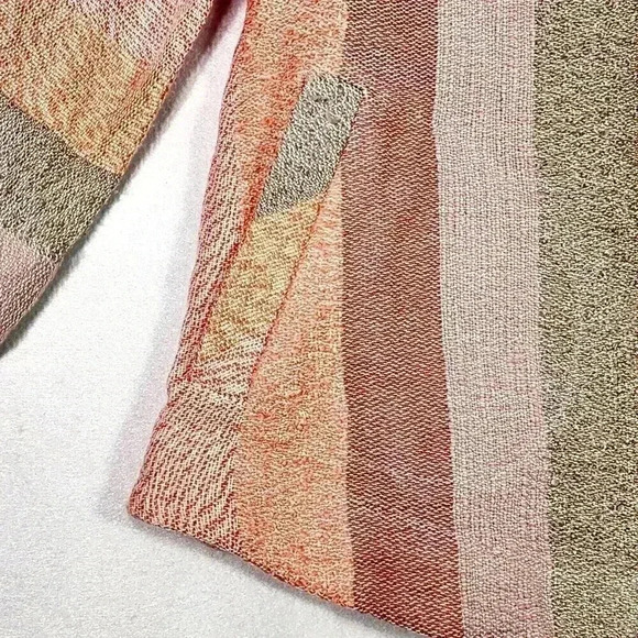 Soft Surrondings Women's Meca Tunic XS Pockets Coral/Lavender Stripes Tassel Zip - Picture 5 of 14